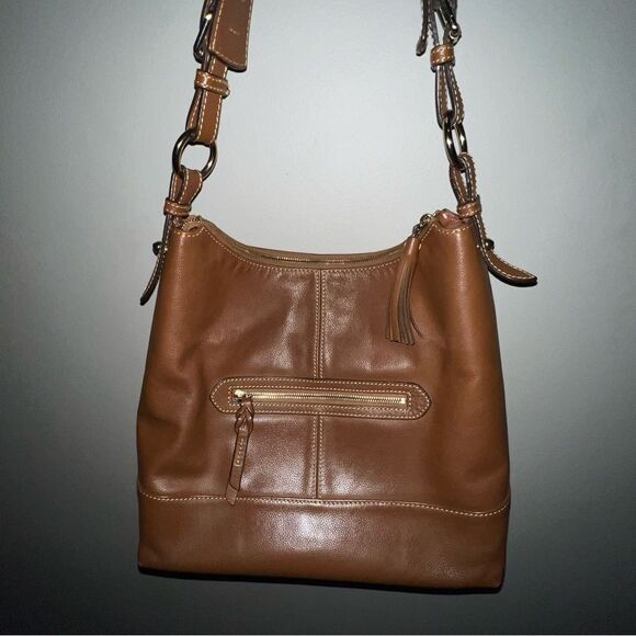 Dooney and Bourke Brown Leather Hobo Bag - Picture 4 of 15